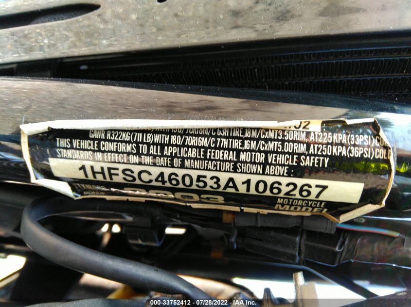 2003 HONDA VTX1800 C 1HFSC46053A106267