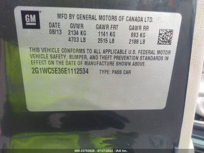 2014 CHEVROLET IMPALA LIMITED LTZ 2G1WC5E36E1112534