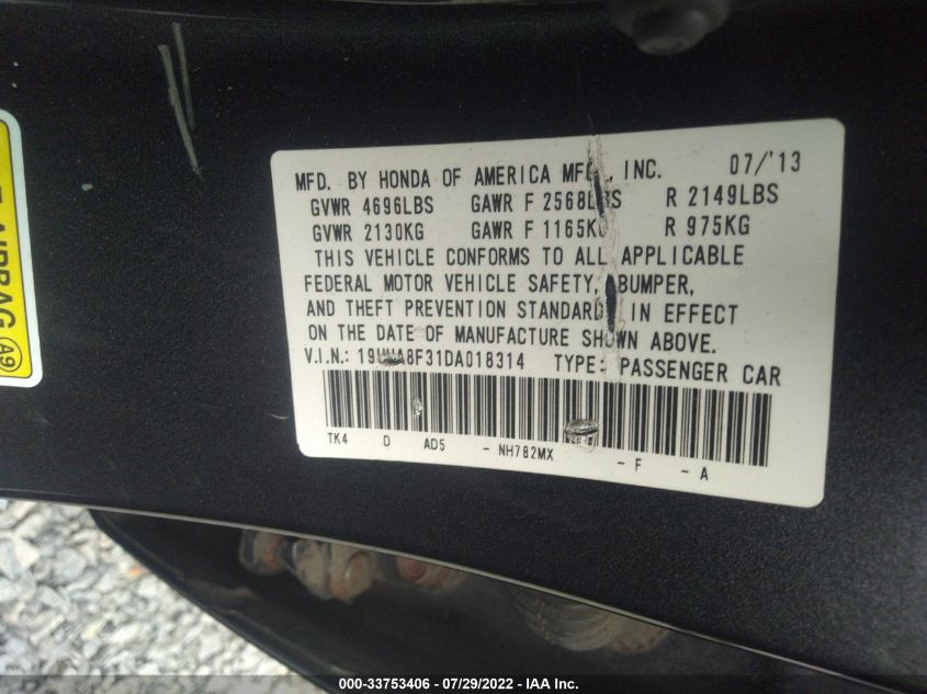 2013 ACURA TL SPECIAL EDITION 19UUA8F31DA018314