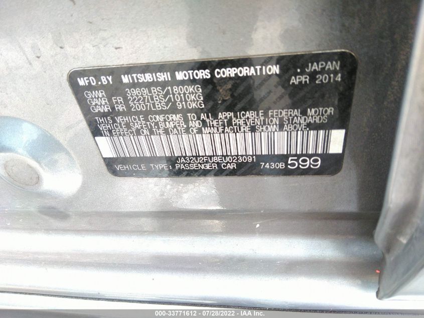 2014 MITSUBISHI LANCER ES JA32U2FU8EU023091