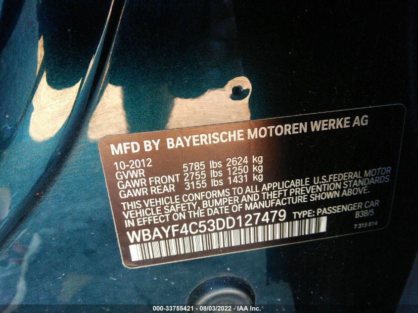 2013 BMW 740 LXI WBAYF4C53DD127479
