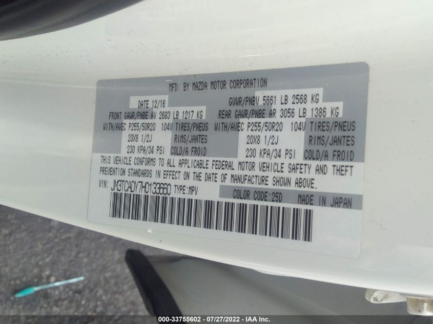 2017 MAZDA CX-9 GRAND TOURING JM3TCADY7H0133660