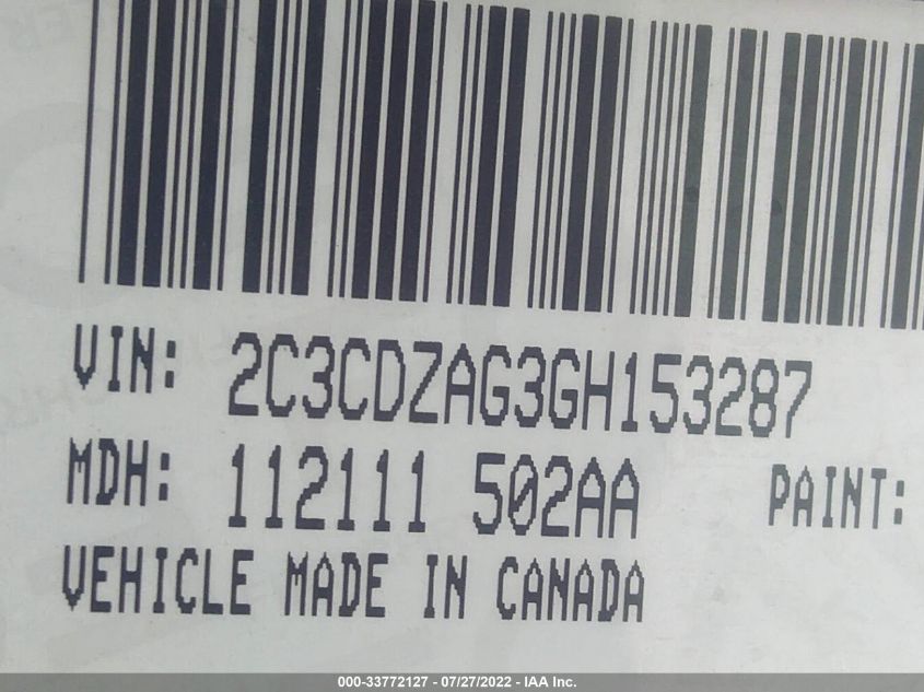 2016 DODGE CHALLENGER SXT - 2C3CDZAG3GH153287