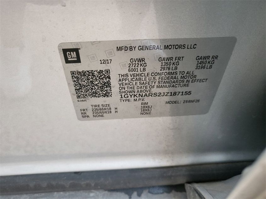2018 CADILLAC XT5 FWD 1GYKNARS2JZ187155