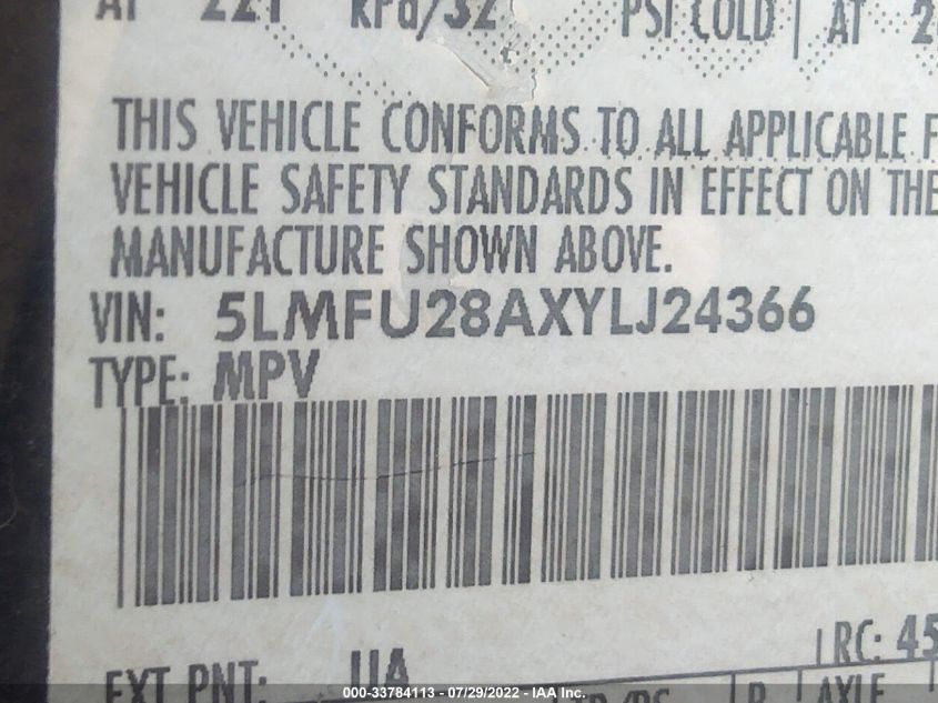 2000 LINCOLN NAVIGATOR 5LMFU28AXYLJ24366