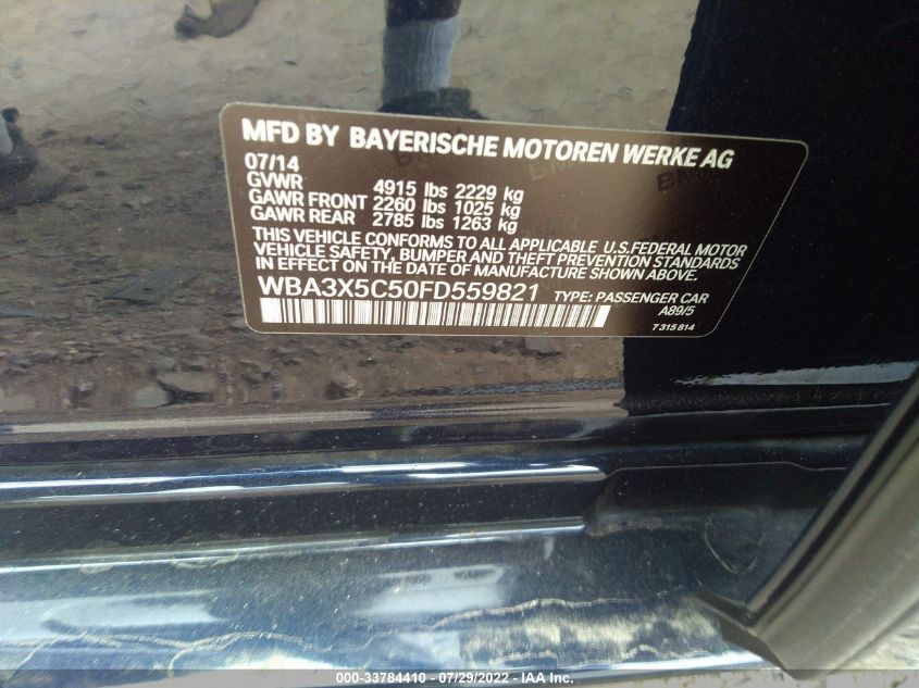 2015 BMW 3 SERIES GRAN TURISMO 328I XDRIVE WBA3X5C50FD559821