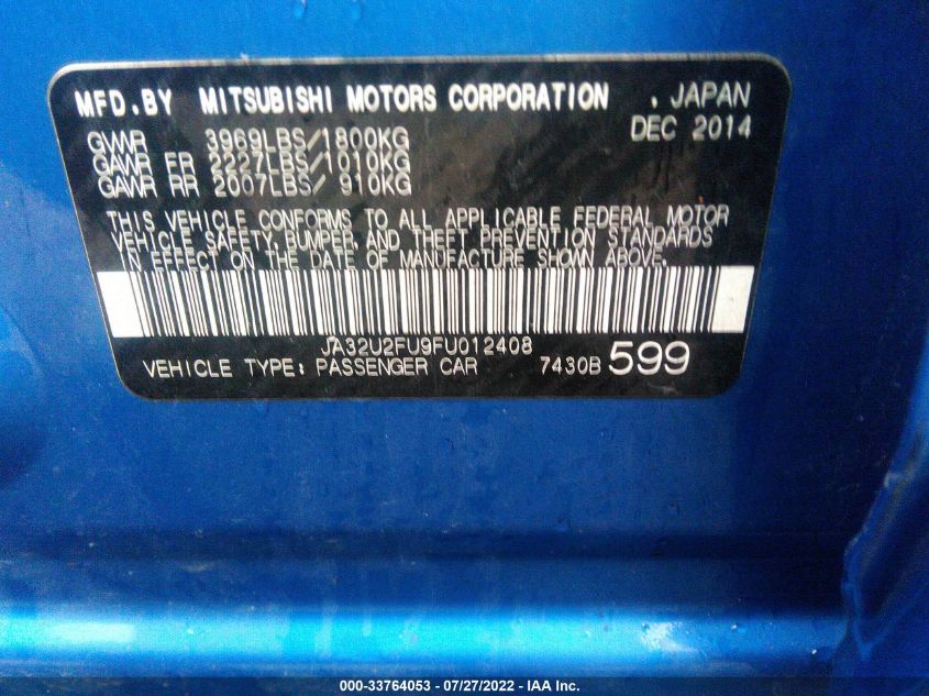 2015 MITSUBISHI LANCER ES JA32U2FU9FU012408