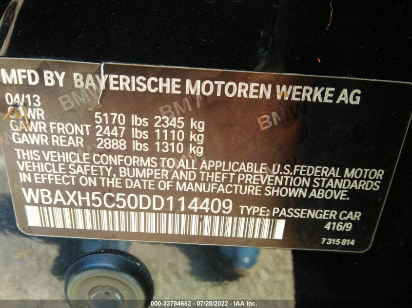 2013 BMW 528I XDRIVE - WBAXH5C50DD114409