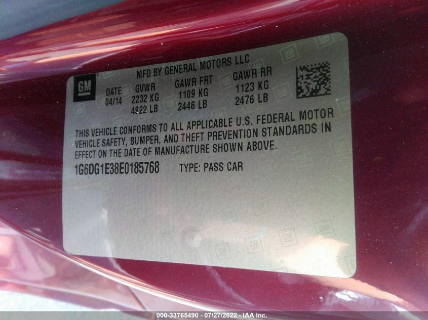 2014 CADILLAC CTS COUPE PERFORMANCE 1G6DG1E38E0185768