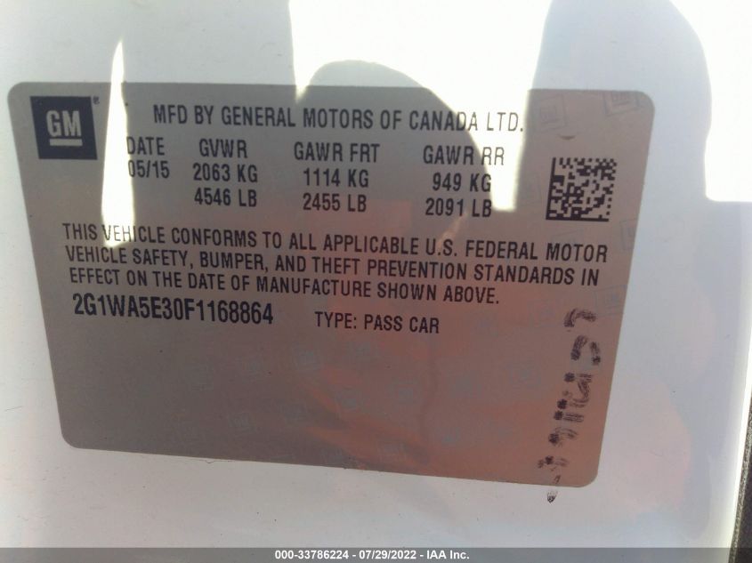 2015 CHEVROLET IMPALA LIMITED LS 2G1WA5E30F1168864