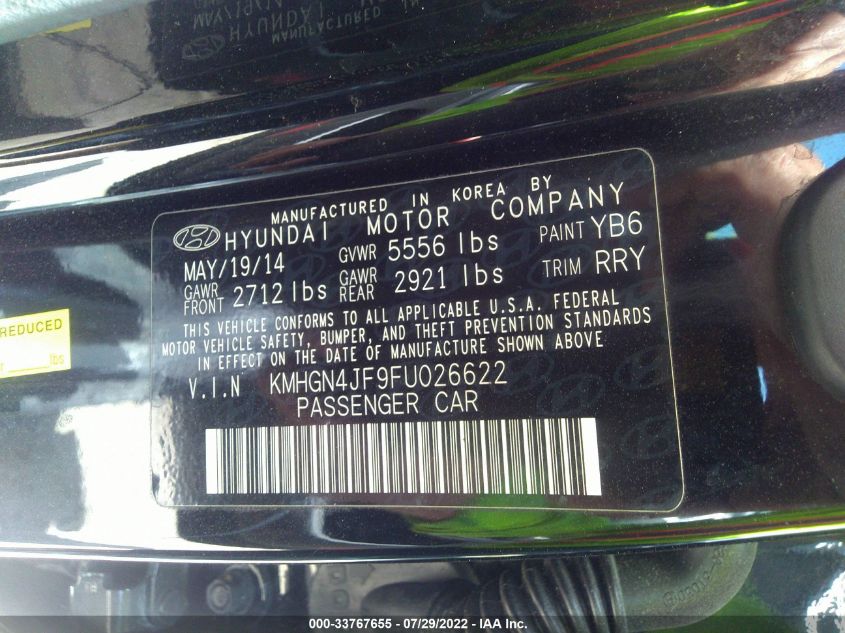 2015 HYUNDAI GENESIS 5.0L KMHGN4JF9FU026622
