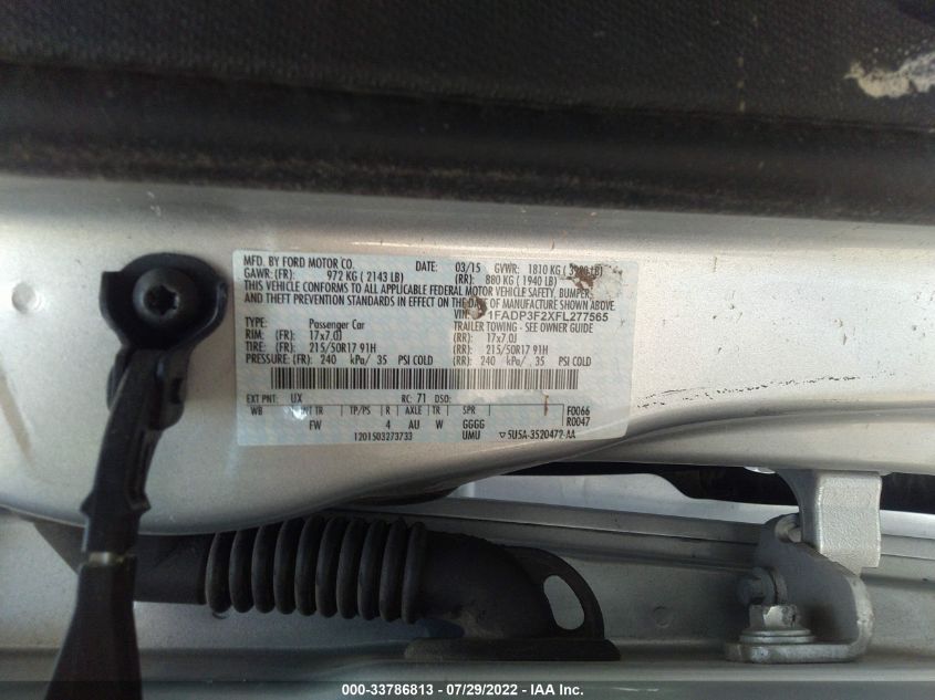 2015 FORD FOCUS 4D S 1FADC3F2XFL277565