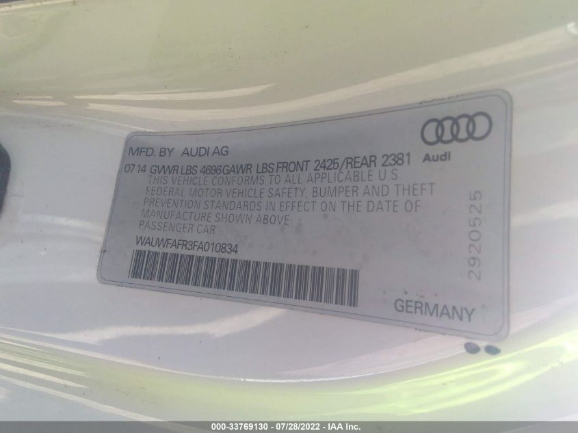2015 AUDI A5 PRESTIGE WAUWFAFR3FA010834