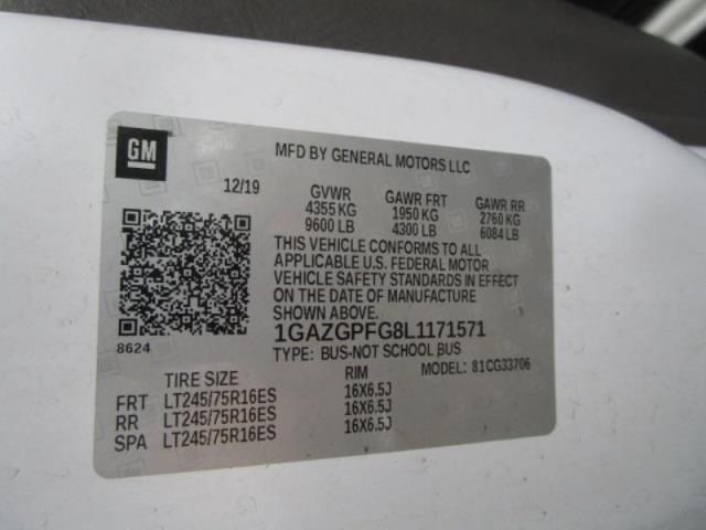 2020 CHEVROLET EXPRESS PASSENGER LT 1GAZGPFG8L1171571