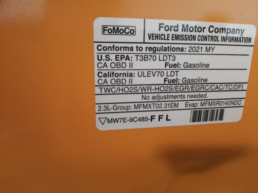 2021 FORD BRONCO BASE/BIG BEND 1FMEE5DHXMLA93811