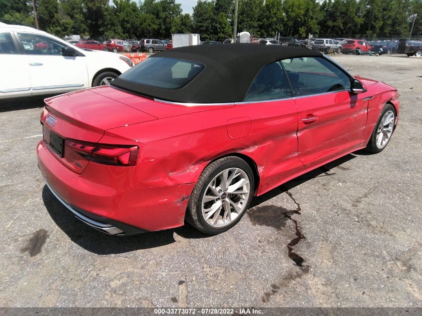 2022 AUDI A5 CABRIOLET PREMIUM WAU2AGF51NN006009