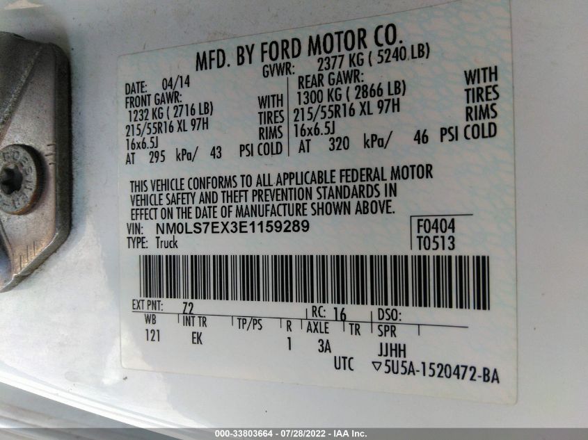 2014 FORD TRANSIT CONNECT XL NM0LS7EX3E1159289