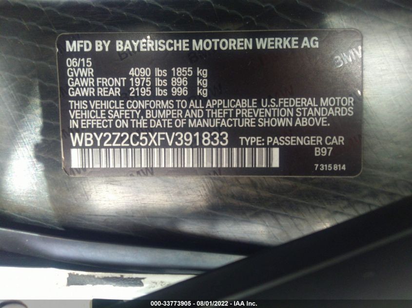 2015 BMW I8 WBY2Z2C5XFV391833