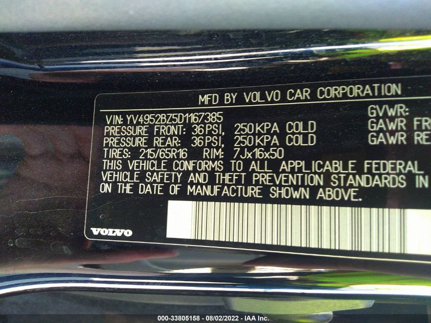 2013 VOLVO XC70 3.2L YV4952BZ5D1167385