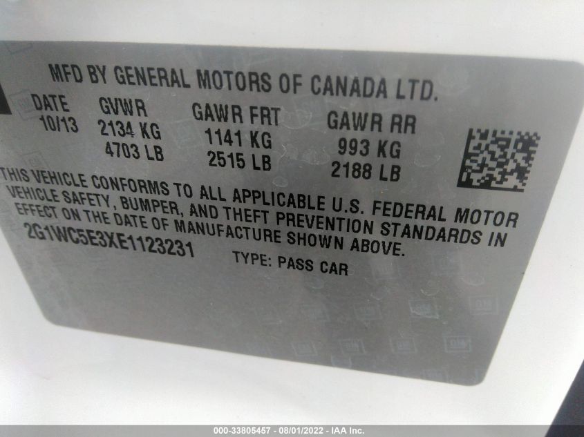 2014 CHEVROLET IMPALA LIMITED LTZ 2G1WC5E3XE1123231