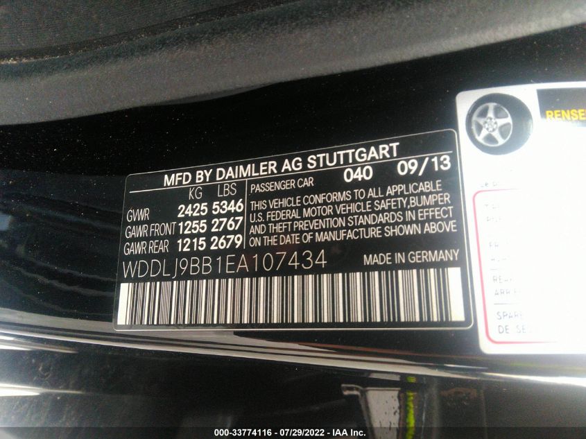2014 MERCEDES-BENZ CLS-CLASS CLS 550 WDDLJ9BB1EA107434