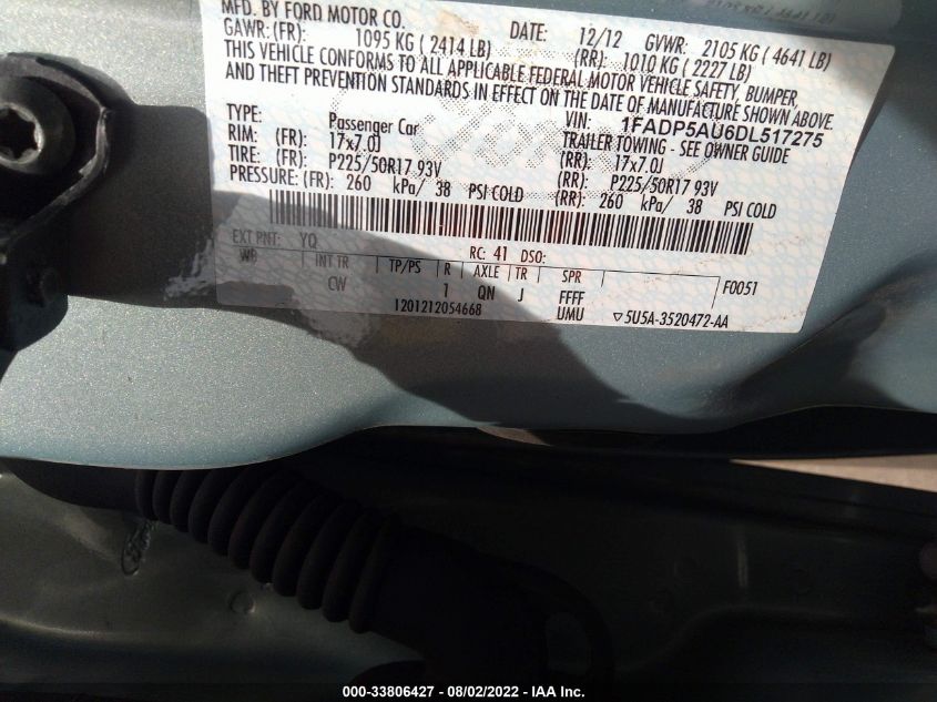 2013 FORD C-MAX HYBRID SE 1FADP5AU6DL517275
