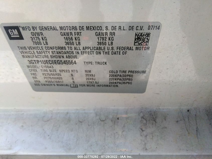 2014 GMC SIERRA C1500 SLE 3GTP1UEC6EG545564
