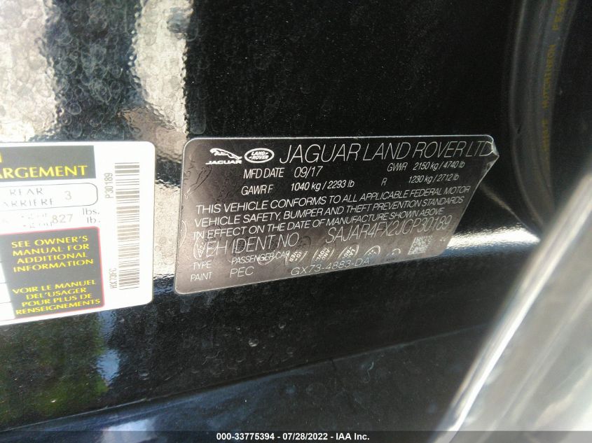 2018 JAGUAR XE 25T SAJAR4FX2JCP30189