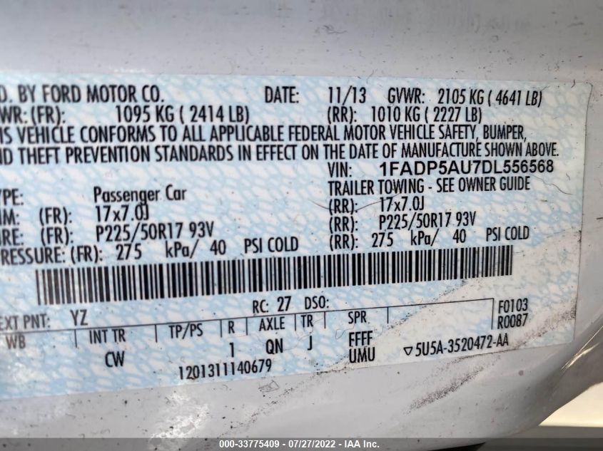 2013 FORD C-MAX HYBRID SE 1FADP5AU7DL556568