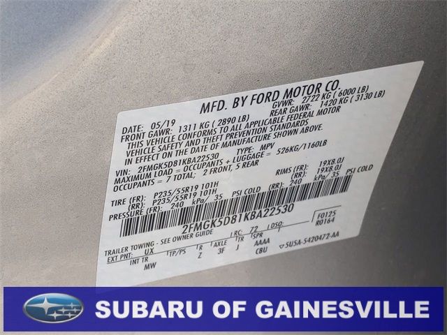 2019 FORD FLEX LIMITED 2FMGK5D81KBA22530
