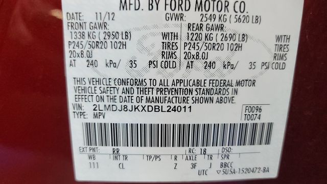 2013 LINCOLN MKX 2LMDJ8JKXDBL24011