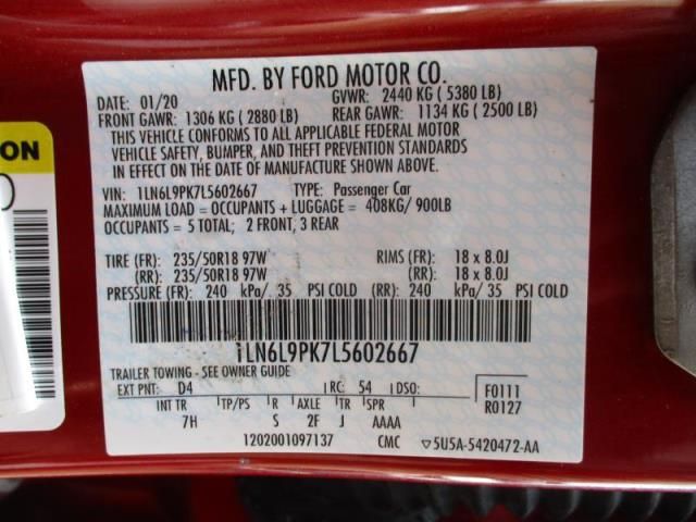 2020 LINCOLN CONTINENTAL STANDARD 1LN6L9PK7L5602667