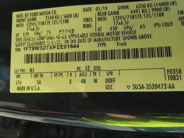 2019 FORD SUPER DUTY F-350 DRW XL/XLT/LARIAT 1FT8W3DTXKEE01844
