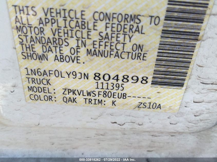 2018 NISSAN NV CARGO S 1N6AF0LY9JN804898