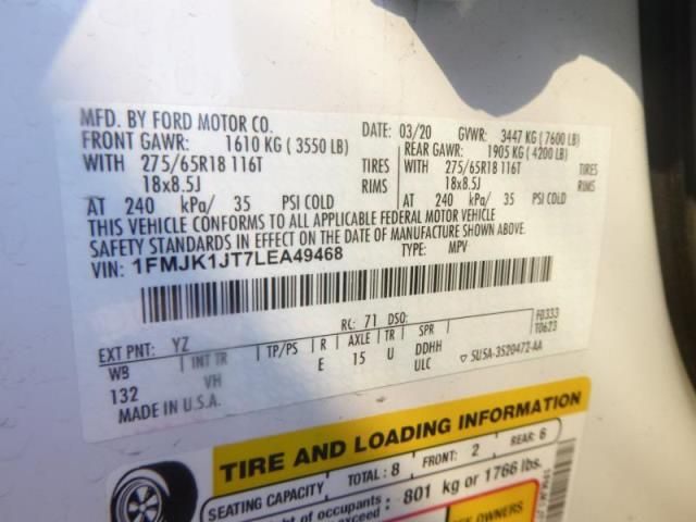 2020 FORD EXPEDITION MAX XLT 1FMJK1JT7LEA49468