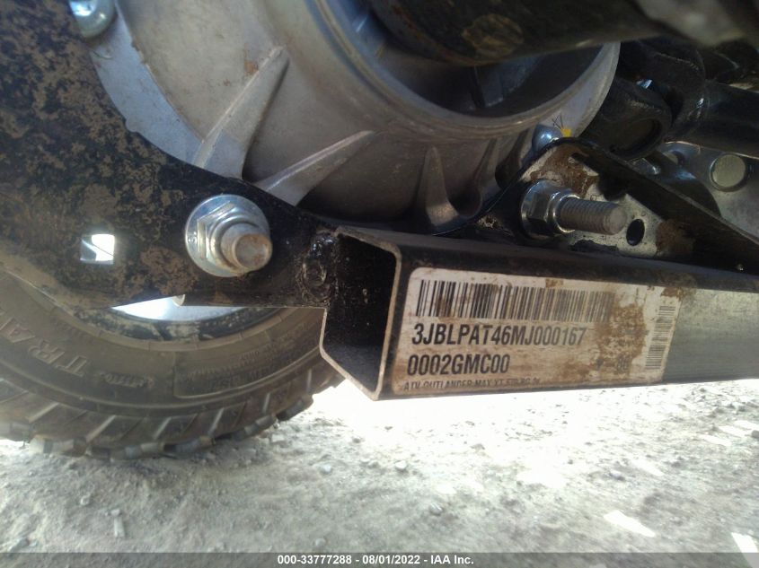 2021 CAN-AM OUTLANDER MAX XT 570 3JBLPAT46MJ000167