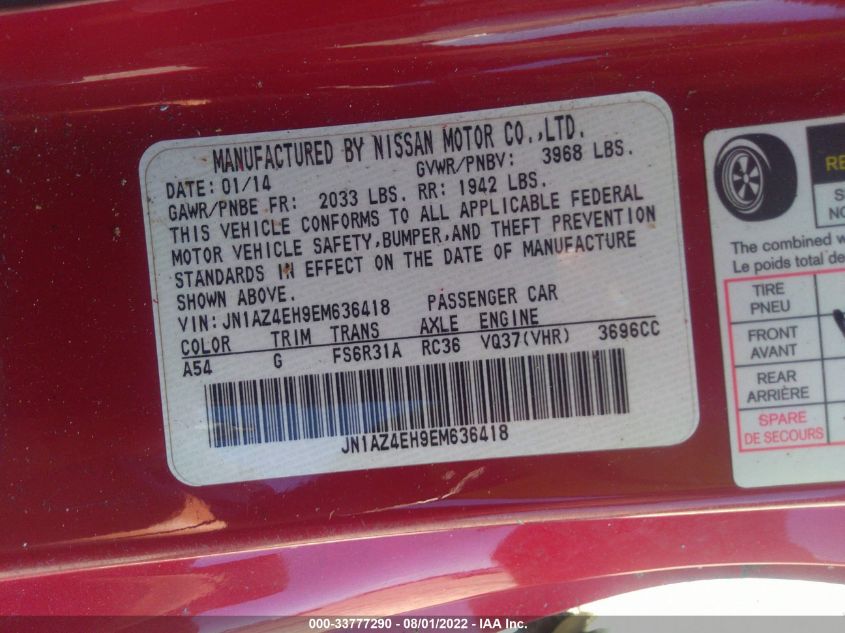 2014 NISSAN 370Z JN1AZ4EH9EM636418