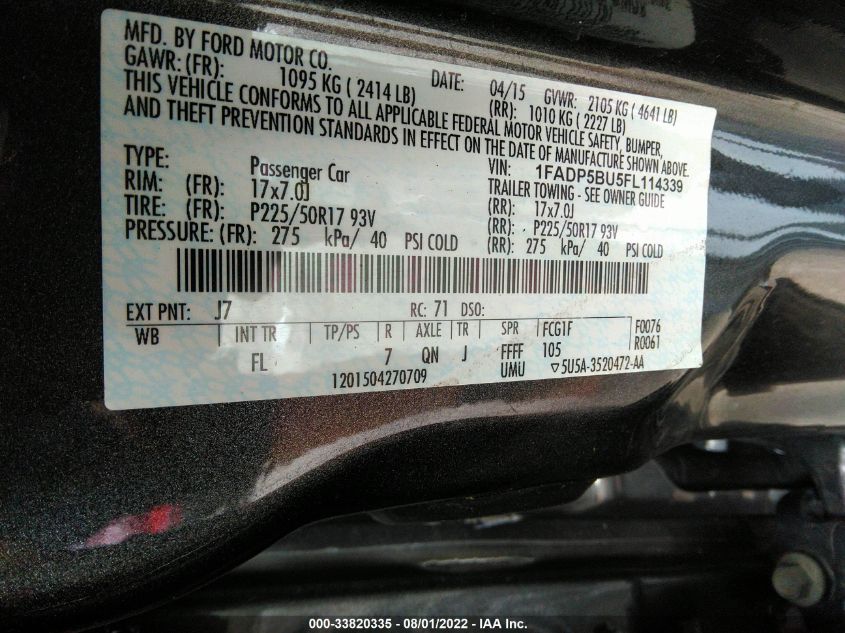 2015 FORD C-MAX HYBRID SEL 1FADP5BU5FL114339