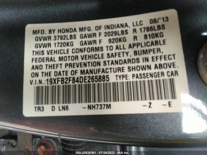 2013 HONDA CIVIC EX - 19XFB2F84DE265885