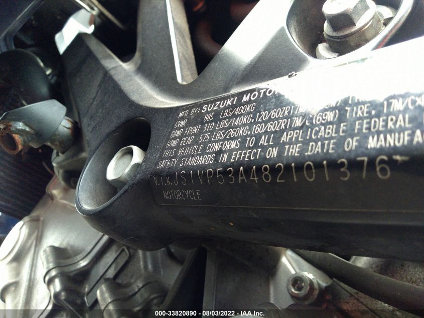 2008 SUZUKI SV650 JS1VP53A482101376