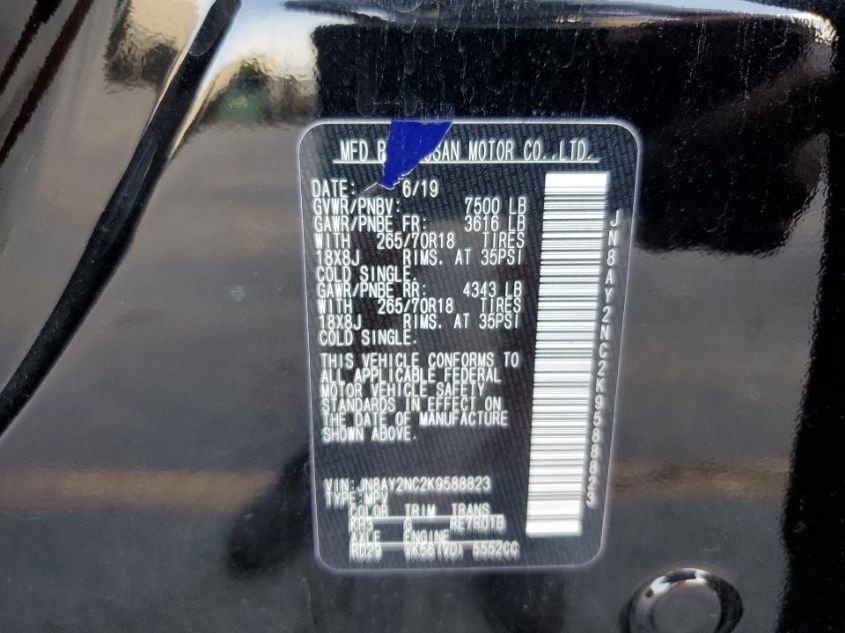 2019 NISSAN ARMADA SV JN8AY2NC2K9588823