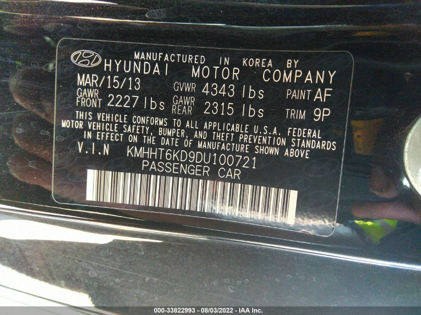 2013 HYUNDAI GENESIS COUPE 2.0T PREMIUM KMHHT6KD9DU100721