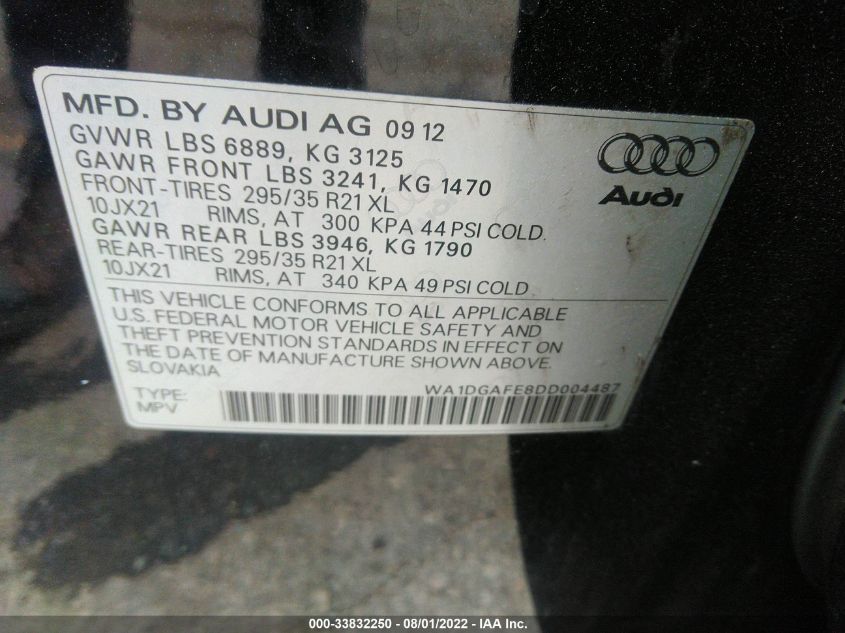 2013 AUDI Q7 3.0T S LINE PRESTIGE WA1DGAFE8DD004487