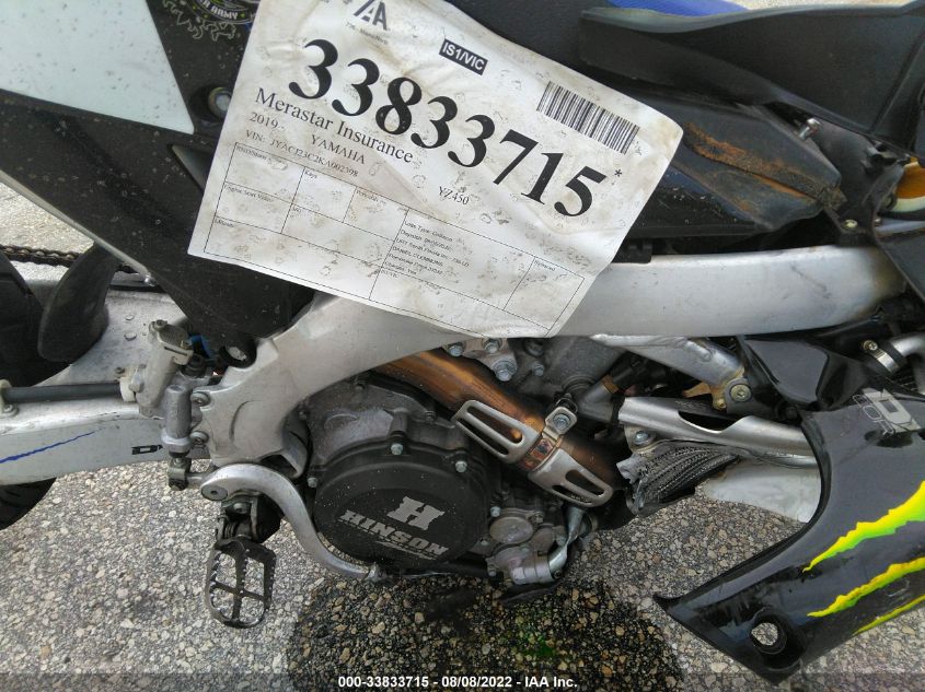 2019 YAMAHA YZ450 F JYACJ23C2KA002398