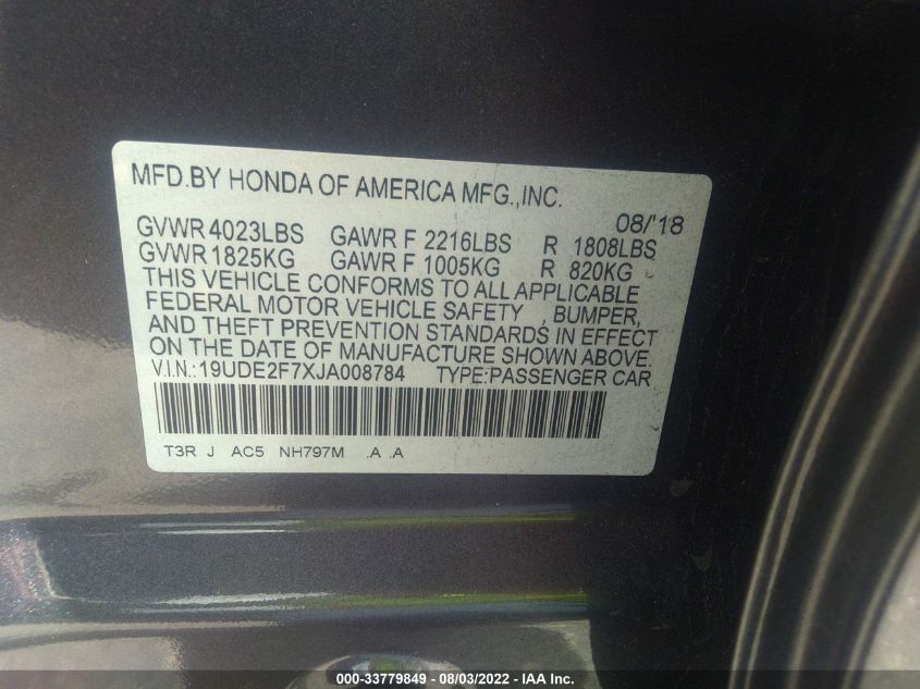 2018 ACURA ILX W 19UDE2F7XJA008784
