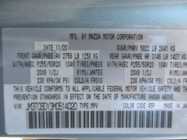 2021 MAZDA CX-9 GRAND TOURING JM3TCBDY3M0514020