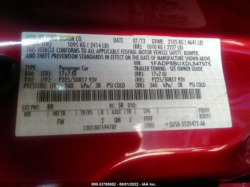 2013 FORD C-MAX HYBRID SEL 1FADP5BUXDL547975
