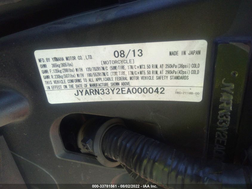 2014 YAMAHA FZ09 C JYARN33Y2EA000042