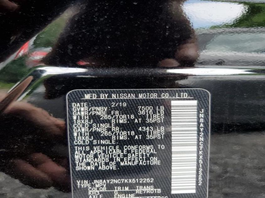2019 NISSAN ARMADA SV JN8AY2NC7KX512252
