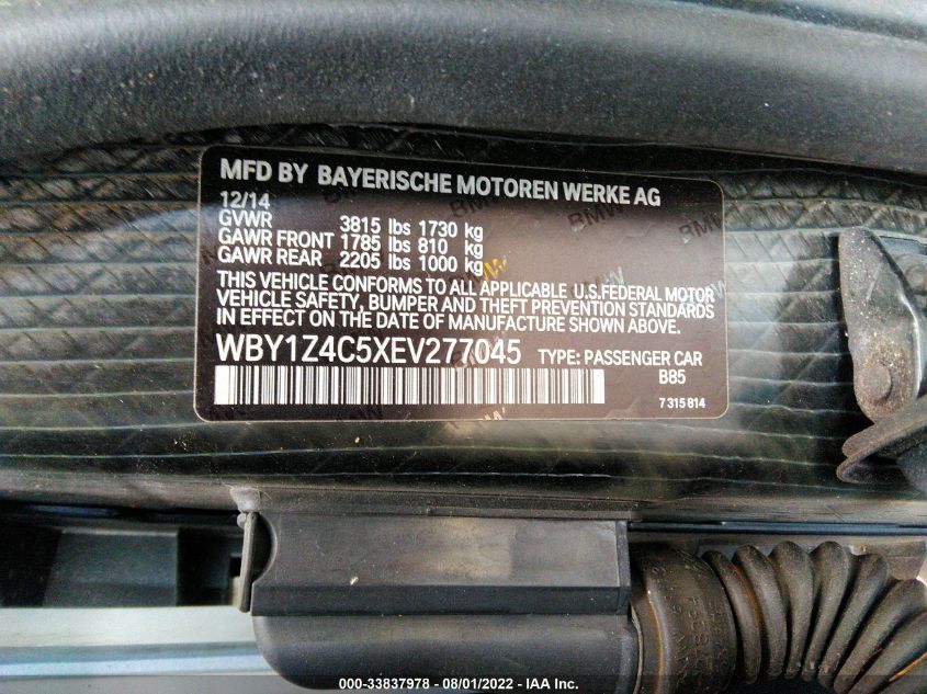 2014 BMW I3 WBY1Z4C5XEV277045